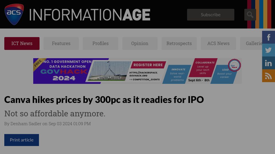Screenshot of ia.acs.org.au: Canva Hikes Pices by 300pc as It Readies for IPO