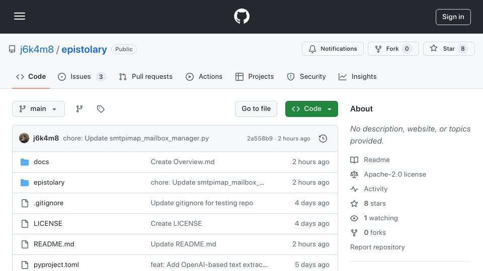 Screenshot of github.com: Show HN: Epistolary – Respond to your emails in handwriting