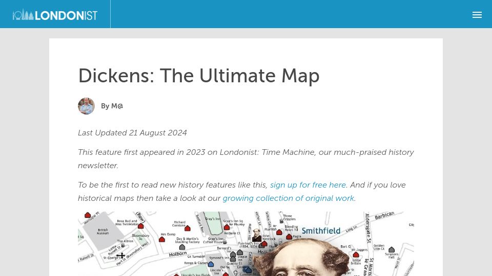 Screenshot of londonist.com: Dickens: The Map