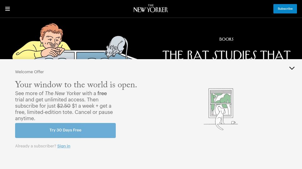 Screenshot of newyorker.com: Two new books on John Calhoun and his rodent experiments