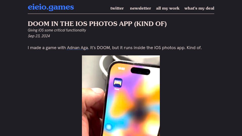 Screenshot of eieio.games: Doom in the iPhone Photos App (Barely)