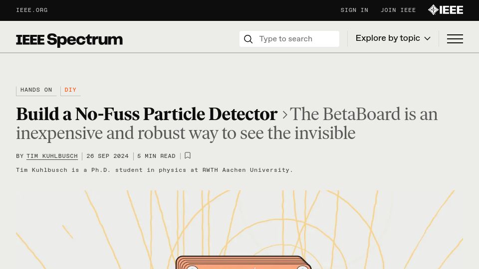 Screenshot of spectrum.ieee.org: Build a No-Fuss Particle Detector