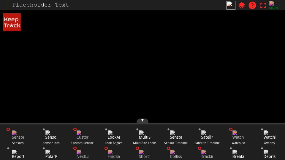 Screenshot of app.keeptrack.space: Keep Track: 3D Satellite Toolkit