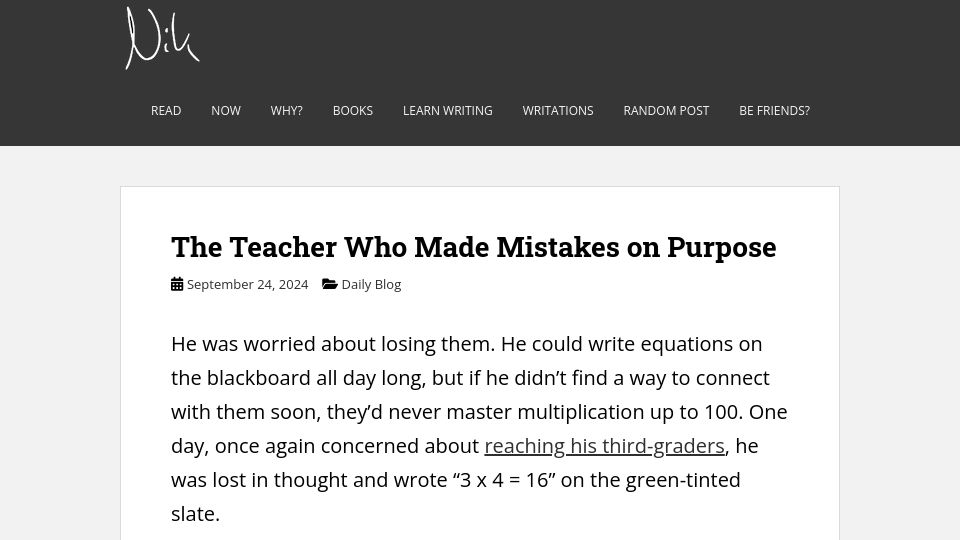 Screenshot of nik.art: A teacher who made mistakes on purpose