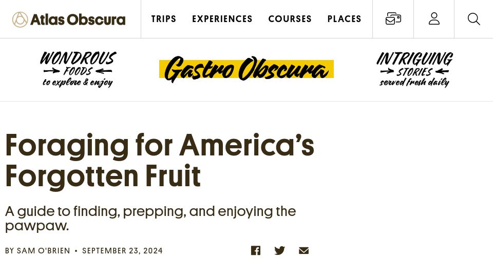 Screenshot of atlasobscura.com: Foraging for America's Forgotten Fruit