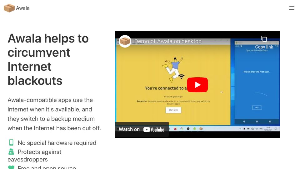 Screenshot of awala.network: Awala: The computer network on which humankind can rely