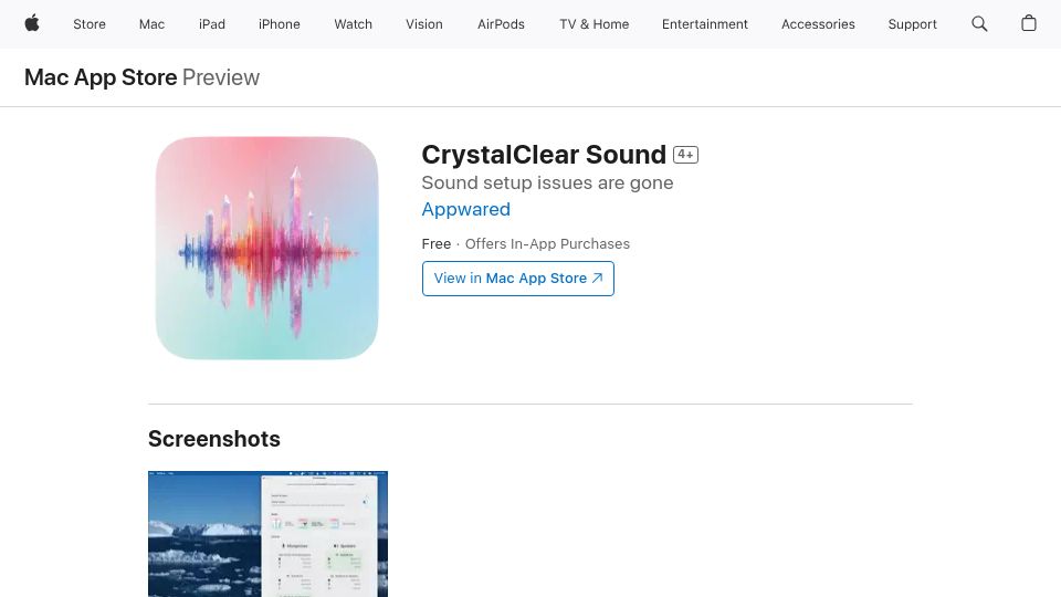 Screenshot of apps.apple.com: Show HN: A macOS app to prevent sound quality degradation on AirPods