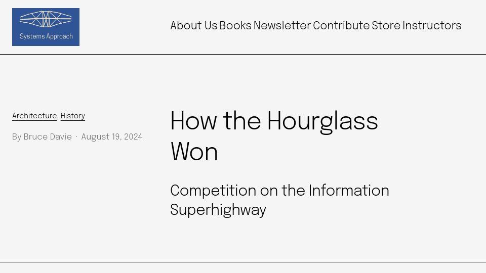 Screenshot of systemsapproach.org: How the Hourglass Won