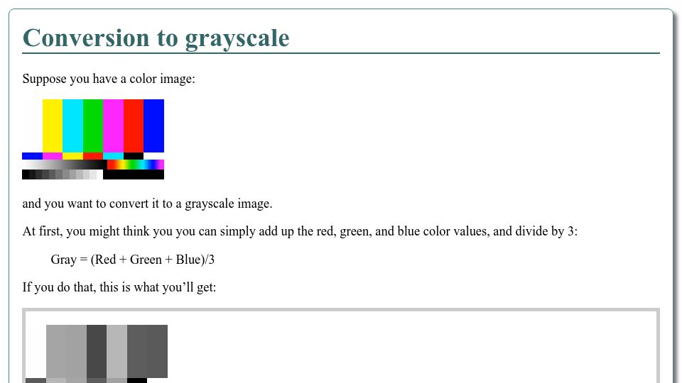 Screenshot of entropymine.com: Conversion to Grayscale (2011)