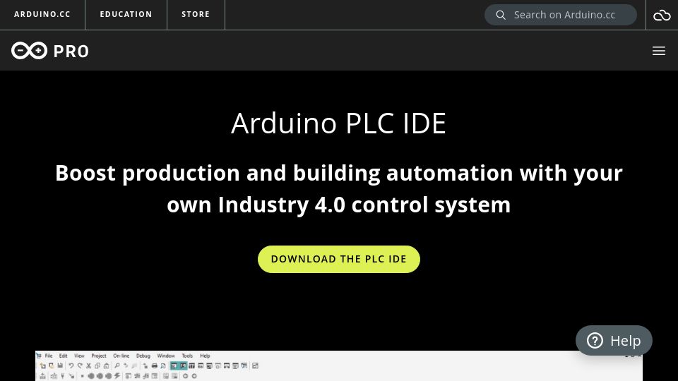 Screenshot of arduino.cc: Arduino PLC IDE