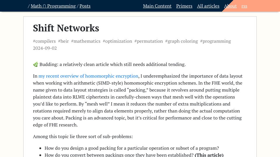 Screenshot of jeremykun.com: Shift Networks
