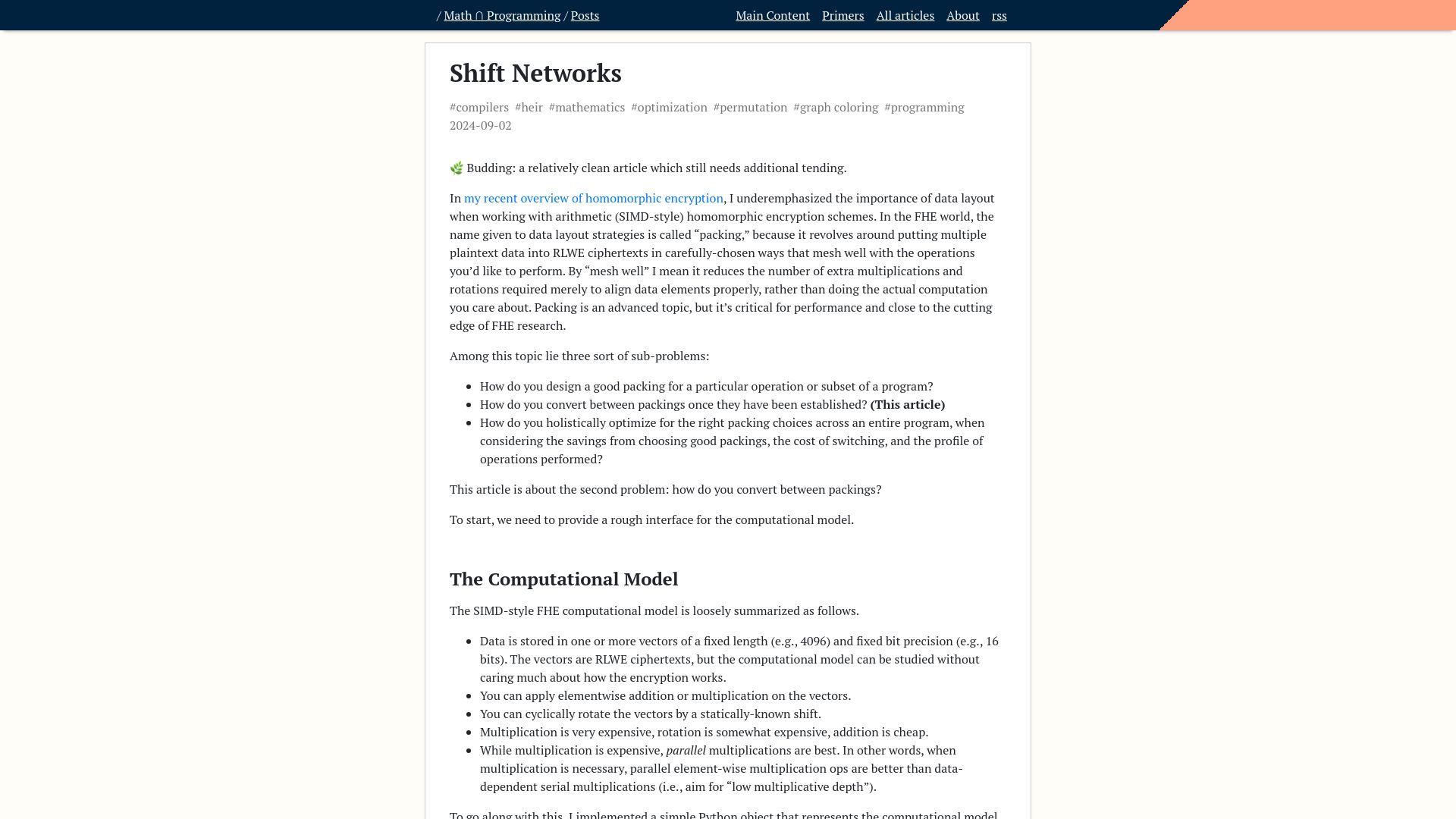 Screenshot of jeremykun.com: Shift Networks