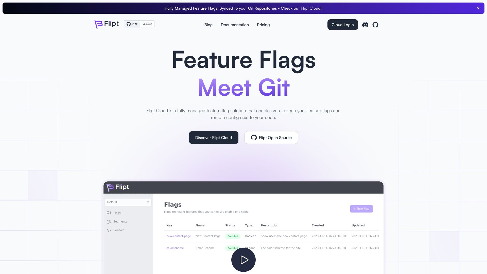 Screenshot of flipt.io: Show HN: Feature Flags Backed by Git