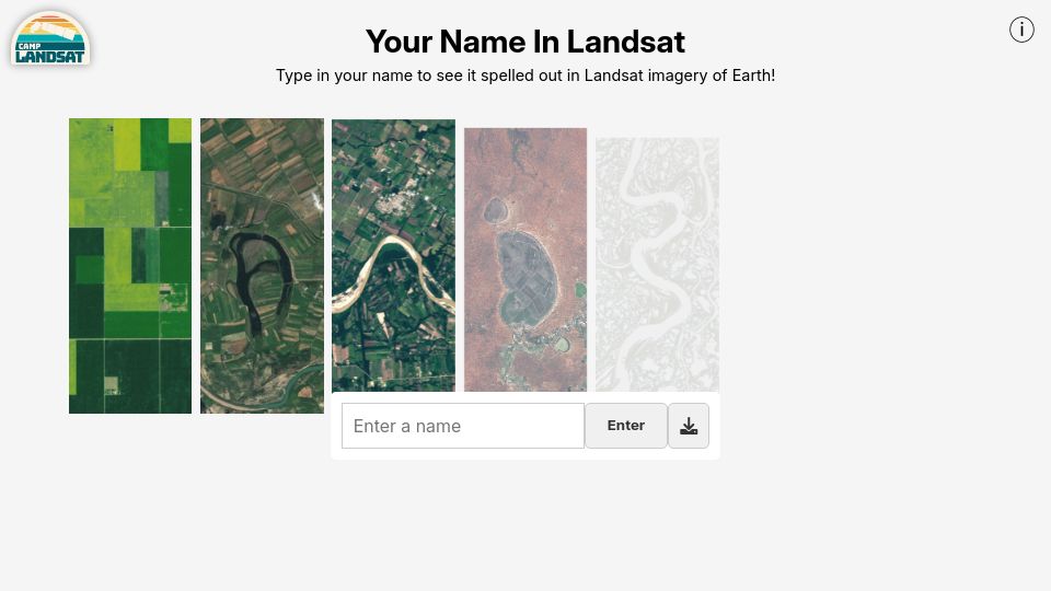 Screenshot of landsat.gsfc.nasa.gov: Your Name in Landsat