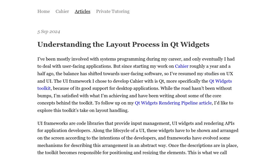 Screenshot of felipefarinon.com: Understanding the Layout Process in Qt Widgets