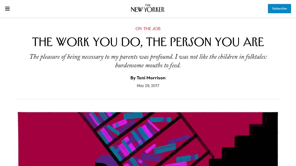 Screenshot of newyorker.com: The work you do, the person you are (2017)