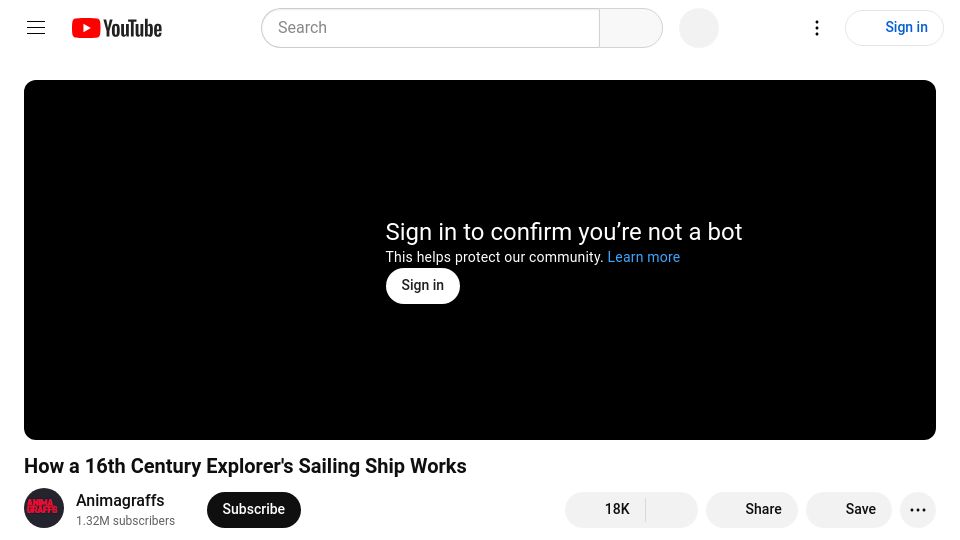 Screenshot of youtube.com: How a 16th Century Explorer's Sailing Ship Works
