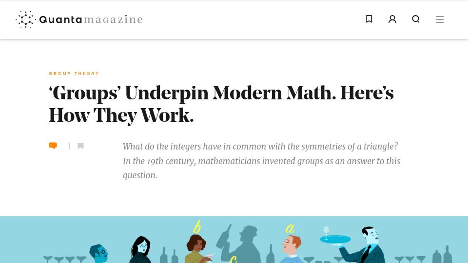 Screenshot of quantamagazine.org: Groups underpin modern math