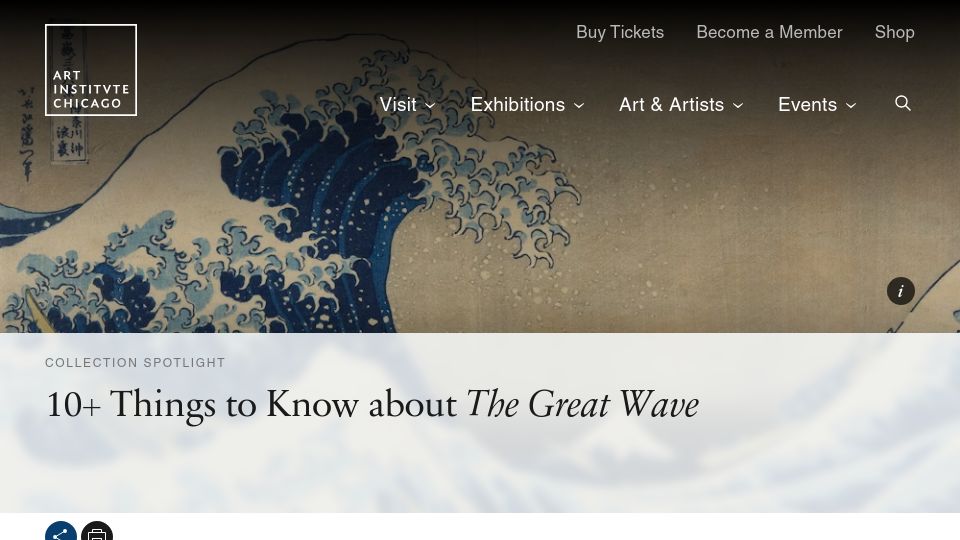 Screenshot of artic.edu: Things to know about the Great Wave