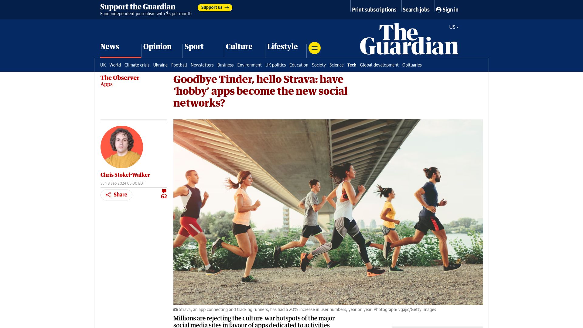 Screenshot of theguardian.com: Have ‘hobby’ apps become the new social networks?