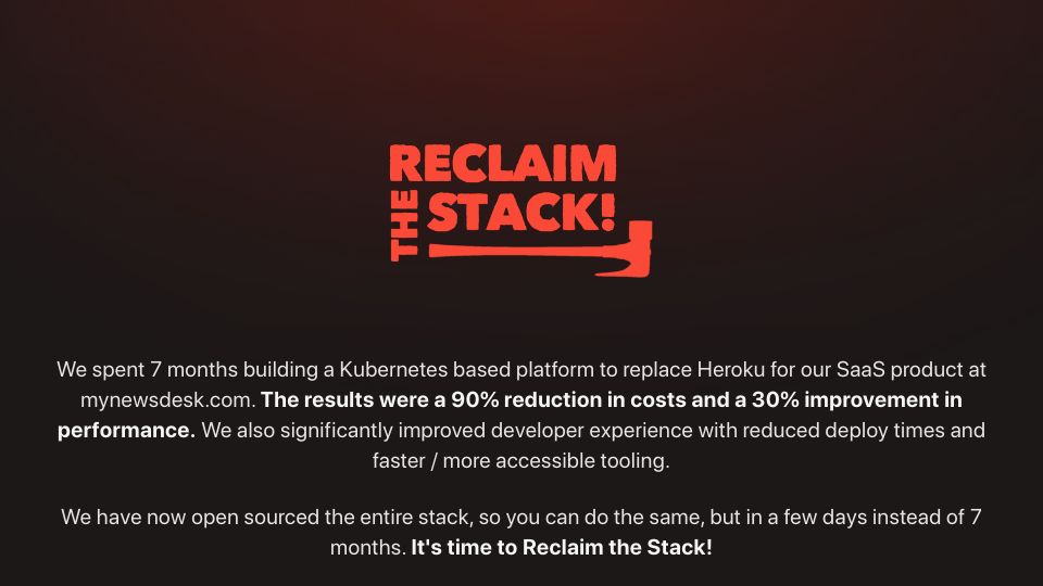 Screenshot of reclaim-the-stack.com: Reclaim the Stack