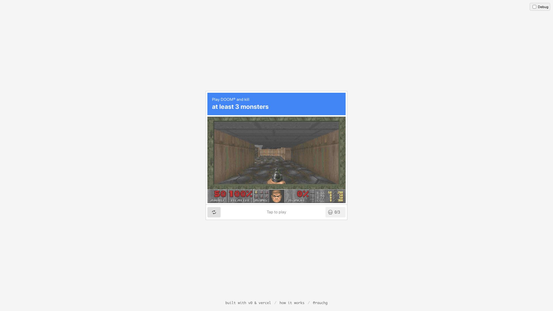 Screenshot of doom-captcha.vercel.app: DOOM CAPTCHA