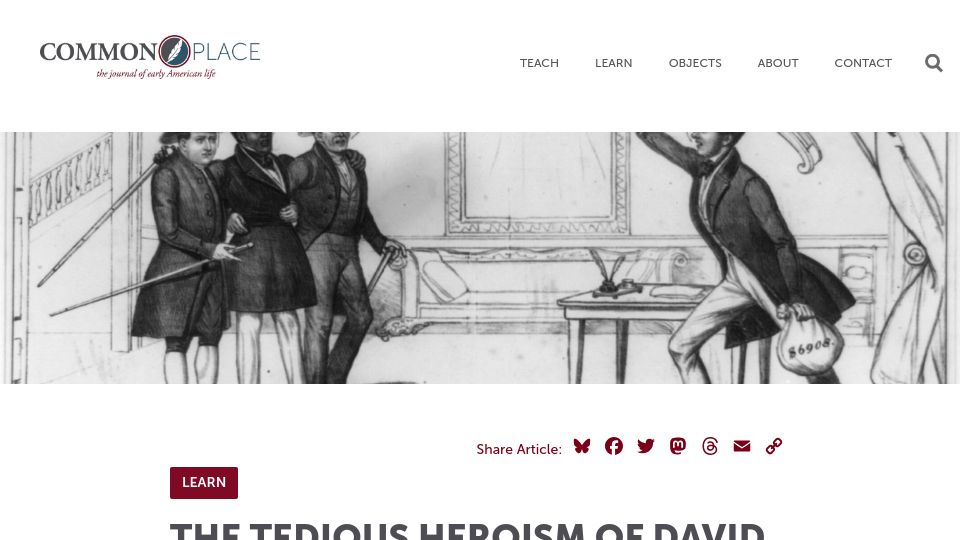 Screenshot of commonplace.online: The Tedious Heroism of David Ruggles