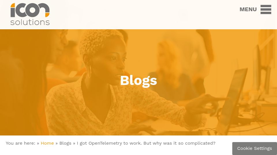 Screenshot of iconsolutions.com: I got OpenTelemetry to work. But why was it so complicated?