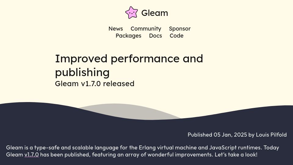 Screenshot of gleam.run: Gleam v1.7