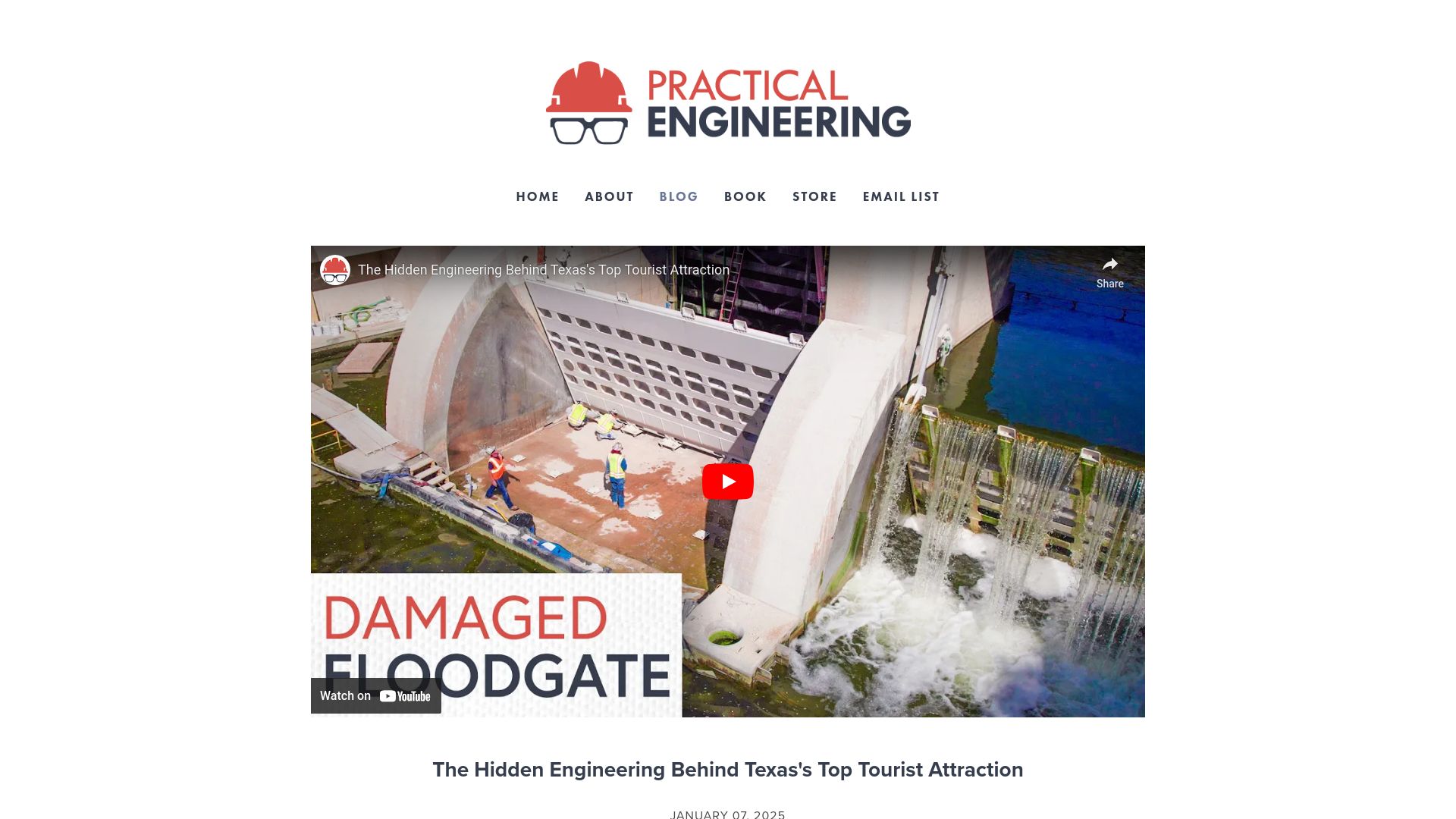 Screenshot of practical.engineering: The engineering behind the San Antonio River Walk