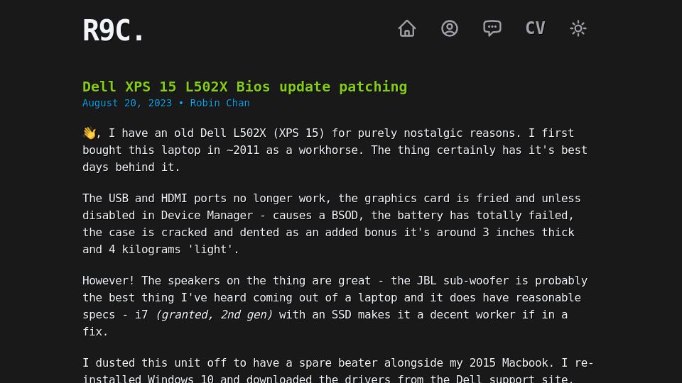 Screenshot of r9c.net: Dell L502X BIOS Update installer patching