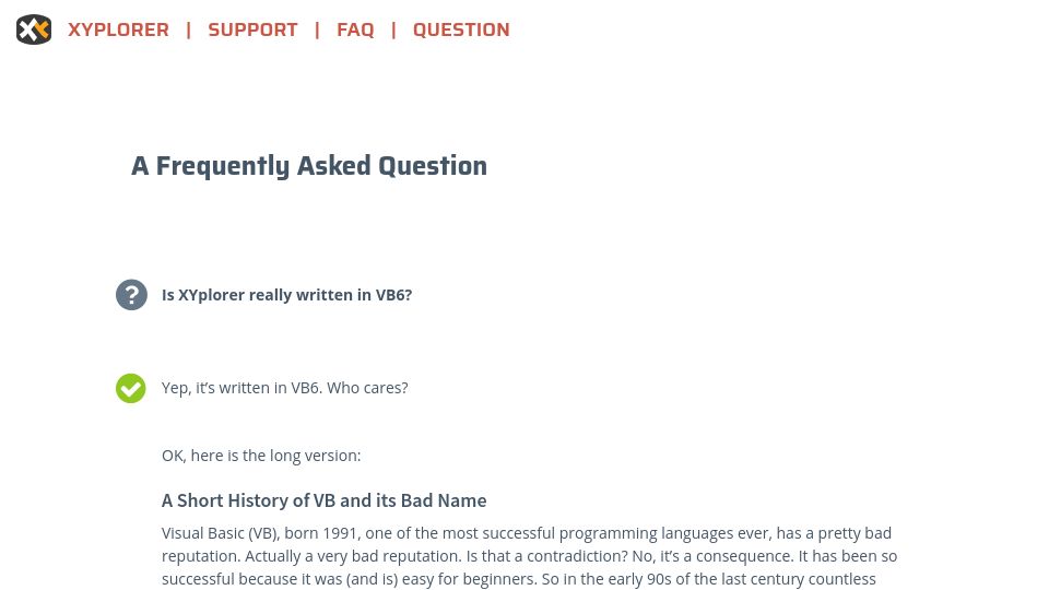 Screenshot of xyplorer.com: Is XYplorer really written in VB6?