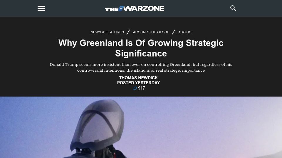 Screenshot of twz.com: Why Greenland Is of Growing Strategic Significance