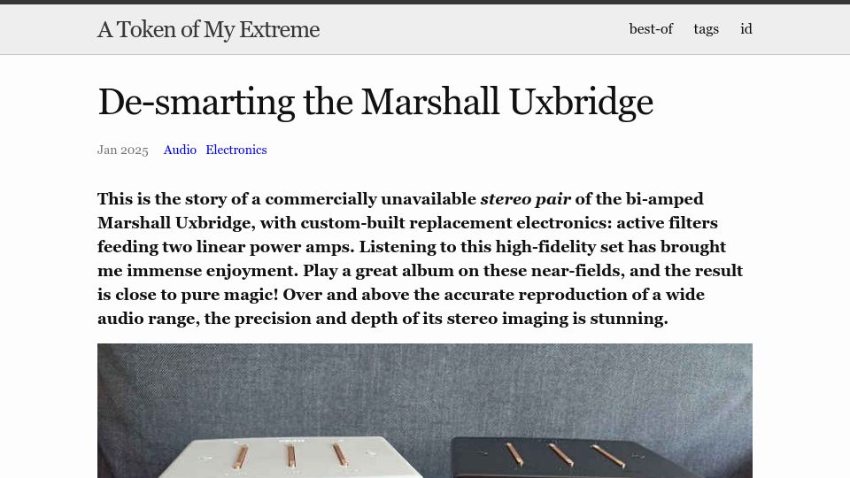 Screenshot of tomscii.sig7.se: De-smarting the Marshall Uxbridge