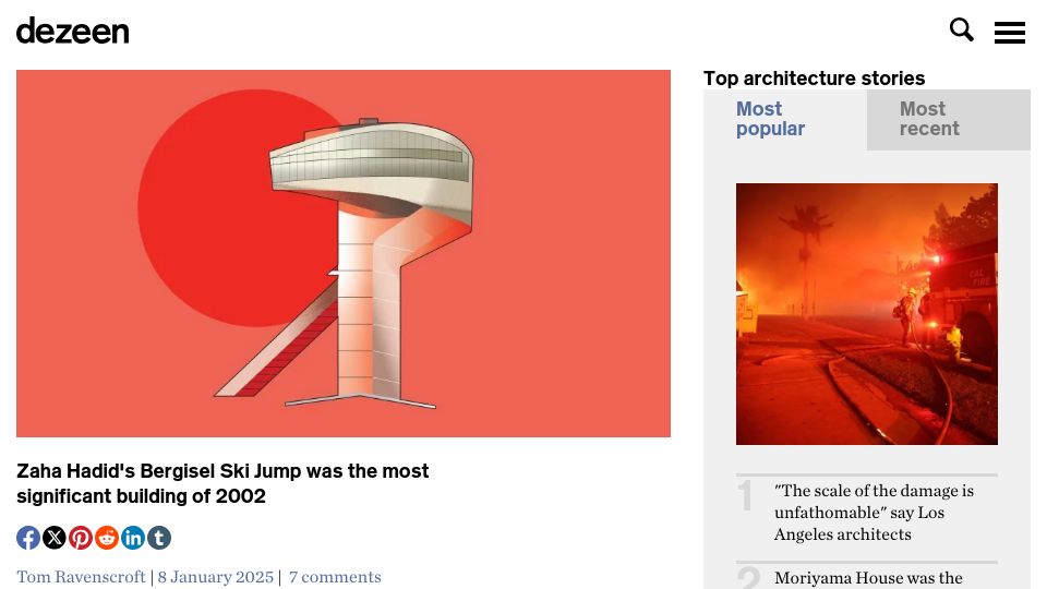 Screenshot of dezeen.com: A well designed ski jump