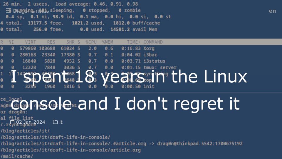 Screenshot of eugene-andrienko.com: I spent 18 years in the Linux console