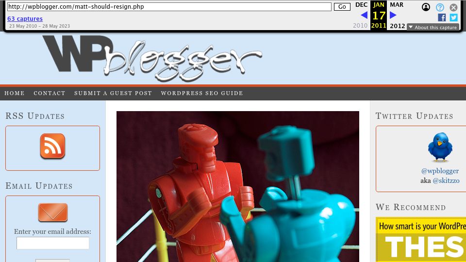 Screenshot of web.archive.org: Why Matt Should Resign (2010)