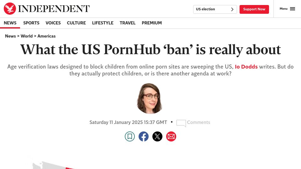 Screenshot of independent.co.uk: What the US Pornhub 'ban' is really about