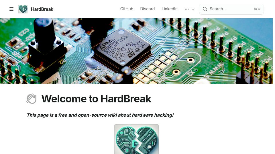 Screenshot of hardbreak.wiki: I created an open-source Hardware Hacking Wiki – with tutorials for beginners