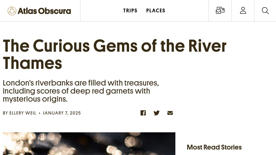 Screenshot of atlasobscura.com: The Curious Gems of the River Thames