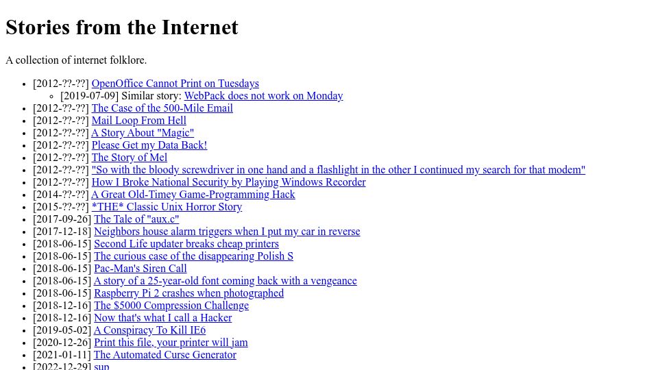 Screenshot of dbrgn.ch: Stories from the Internet