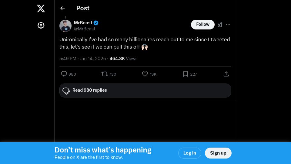 Screenshot of twitter.com: MrBeast Might Buy TikTok
