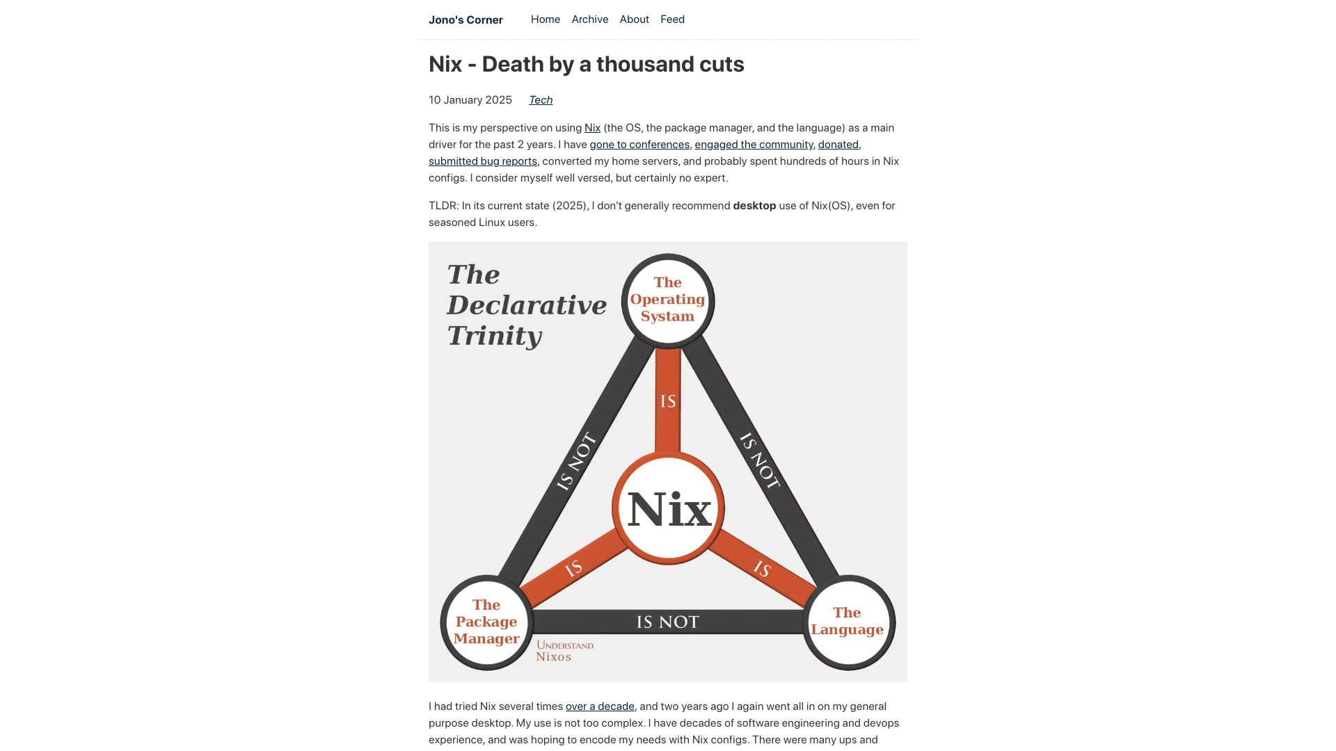 Screenshot of dgt.is: Nix – Death by a Thousand Cuts