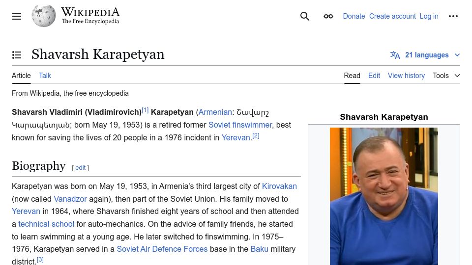 Screenshot of en.wikipedia.org: Shavarsh Karapetyan