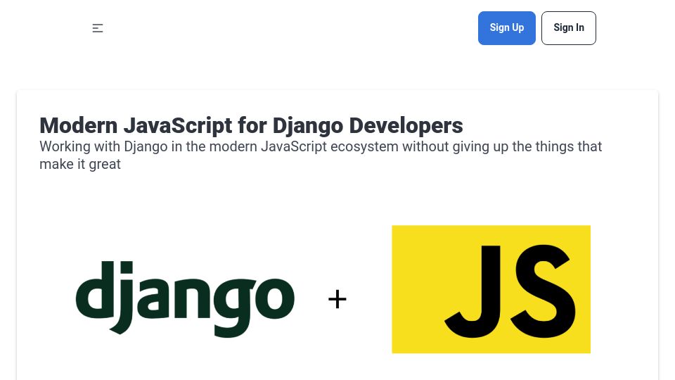 Screenshot of saaspegasus.com: Modern JavaScript for Django developers