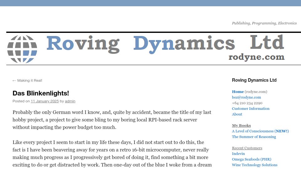Screenshot of rodyne.com: Das Blinkenlights