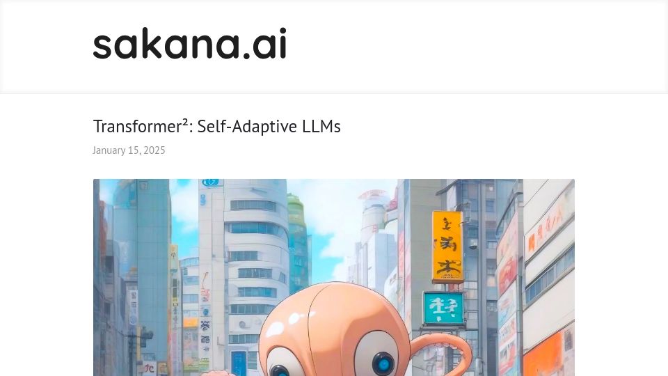 Screenshot of sakana.ai: Transformer^2: Self-Adaptive LLMs