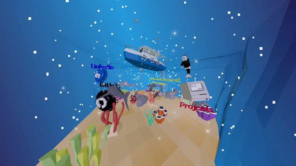 Screenshot of dement.dev: My 3D SWE Portfolio - Built with React Three Fiber.