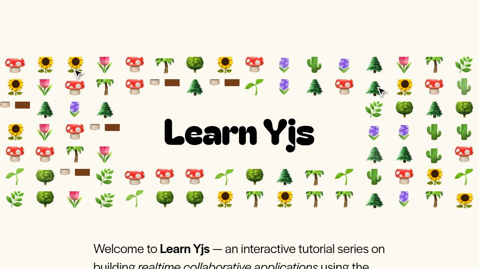 Screenshot of learn.yjs.dev: Learn Yjs Interactively