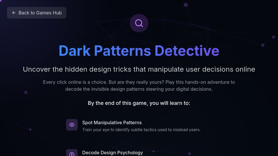 Screenshot of games.productartistry.com: Show HN: Interactive game teaching dark patterns in UX design